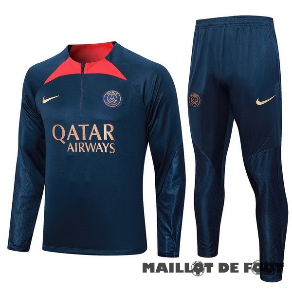 Foot Maillot Pas Cher Ensemble Complet Sudadera Entrainement Paris Saint Germain 2023 2024 Bleu I Marine Rouge