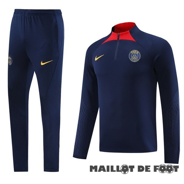 Foot Maillot Pas Cher Ensemble Complet Sudadera Entrainement Paris Saint Germain 2023 2024 Bleu Marine II Rouge