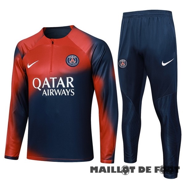 Foot Maillot Pas Cher Ensemble Complet Sudadera Entrainement Paris Saint Germain 2023 2024 Bleu Marine I Rouge