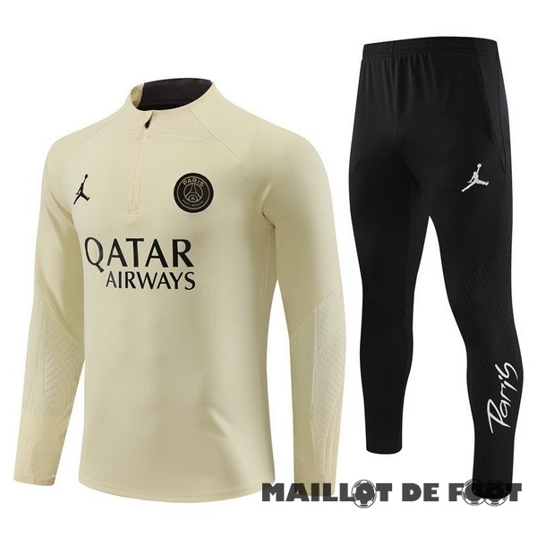 Foot Maillot Pas Cher Ensemble Complet Sudadera Entrainement Paris Saint Germain 2023 2024 Jaune Noir