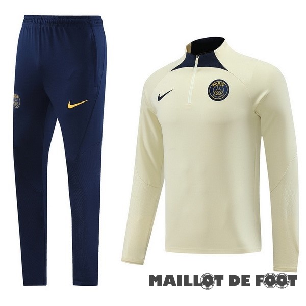 Foot Maillot Pas Cher Ensemble Complet Sudadera Entrainement Paris Saint Germain 2023 2024 Jaune Noir Bleu