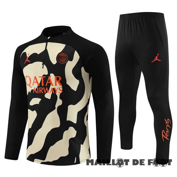 Foot Maillot Pas Cher Ensemble Complet Sudadera Entrainement Paris Saint Germain 2023 2024 Jaune Noir Orange