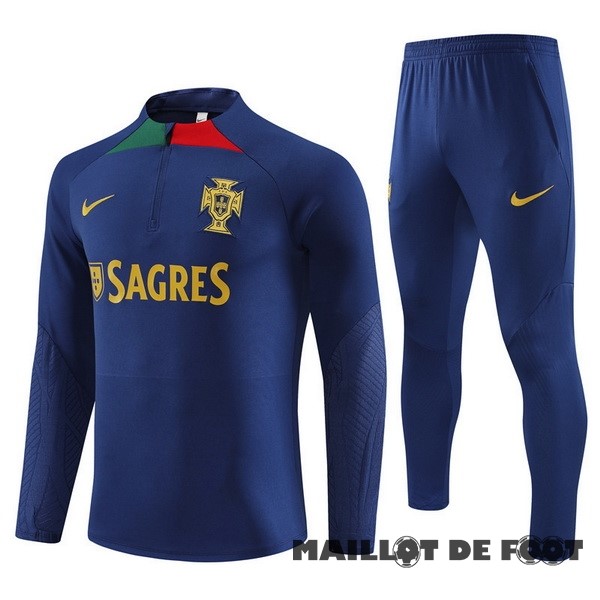 Foot Maillot Pas Cher Ensemble Complet Sudadera Entrainement Portugal 2023 Bleu I Marine