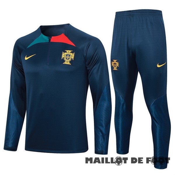 Foot Maillot Pas Cher Ensemble Complet Sudadera Entrainement Portugal 2023 Bleu Marine