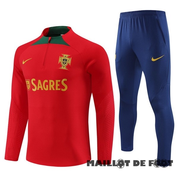 Foot Maillot Pas Cher Ensemble Complet Sudadera Entrainement Portugal 2023 Rouge Bleu Marine