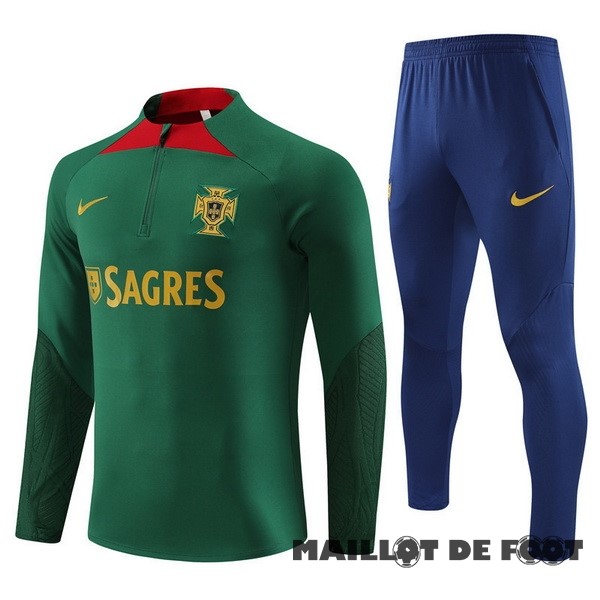 Foot Maillot Pas Cher Ensemble Complet Sudadera Entrainement Portugal 2023 Vert Bleu Marine