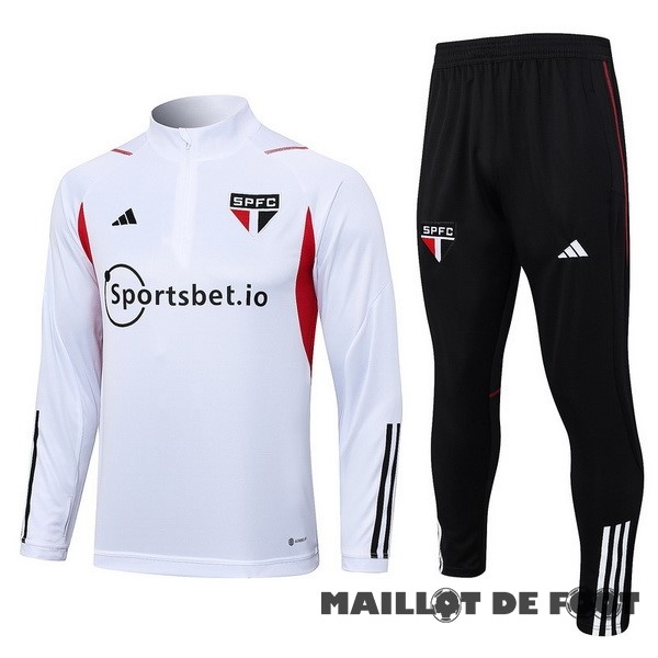 Foot Maillot Pas Cher Ensemble Complet Sudadera Entrainement São Paulo 2023 2024 Blanc Rouge Noir