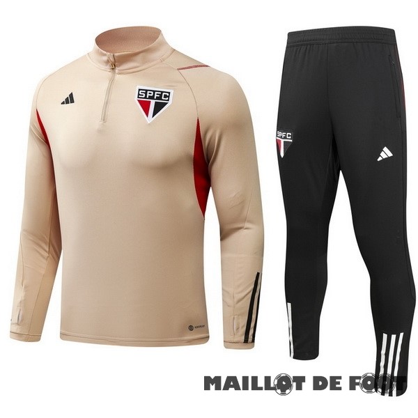 Foot Maillot Pas Cher Ensemble Complet Sudadera Entrainement São Paulo 2023 2024 Jaune Noir Blanc