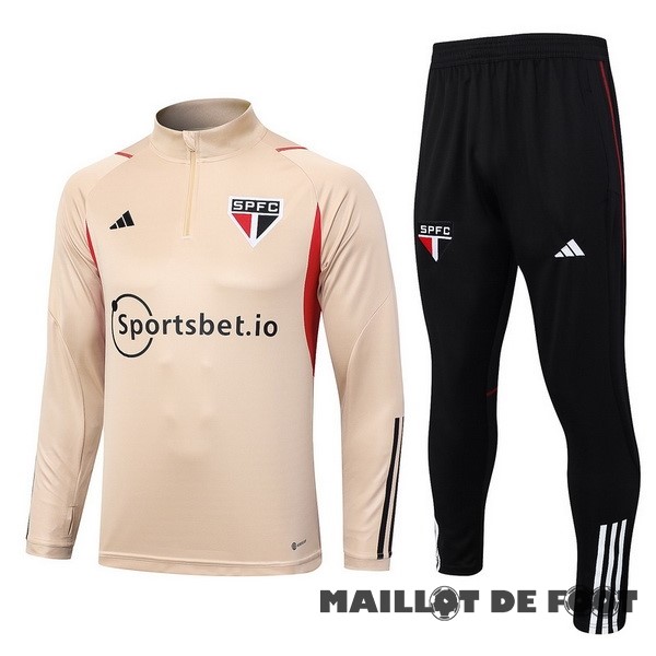 Foot Maillot Pas Cher Ensemble Complet Sudadera Entrainement São Paulo 2023 2024 Jaune Noir I Blanc