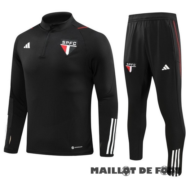 Foot Maillot Pas Cher Ensemble Complet Sudadera Entrainement São Paulo 2023 2024 Noir Blanc