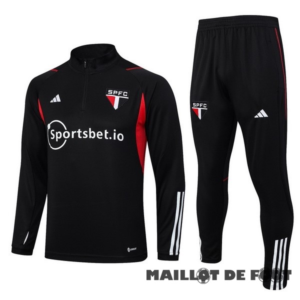 Foot Maillot Pas Cher Ensemble Complet Sudadera Entrainement São Paulo 2023 2024 Noir Rouge