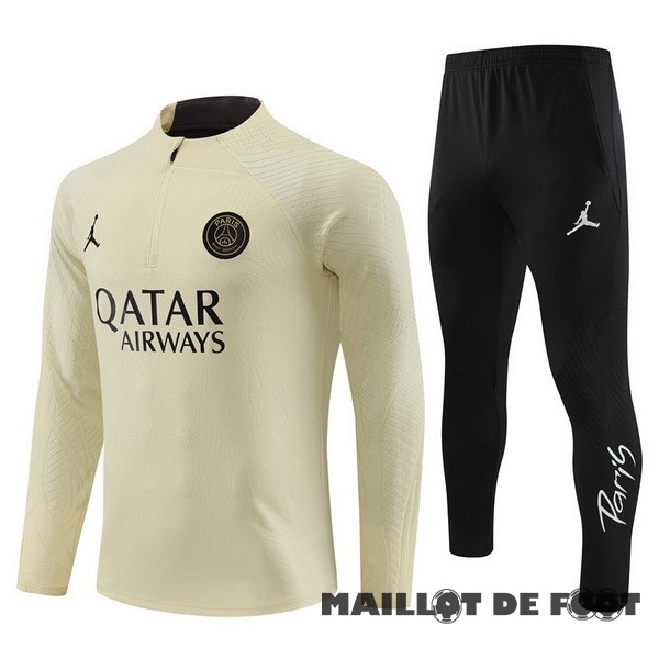 Foot Maillot Pas Cher Ensemble Complet Sudadera Joueurs Entrainement Enfant Paris Saint Germain 2023 2024 Jaune Noir