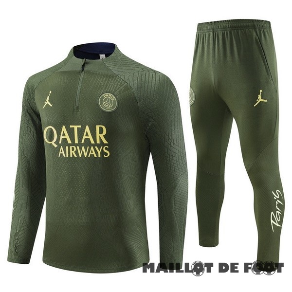 Foot Maillot Pas Cher Ensemble Complet Sudadera Joueurs Entrainement Enfant Paris Saint Germain 2023 2024 Vert