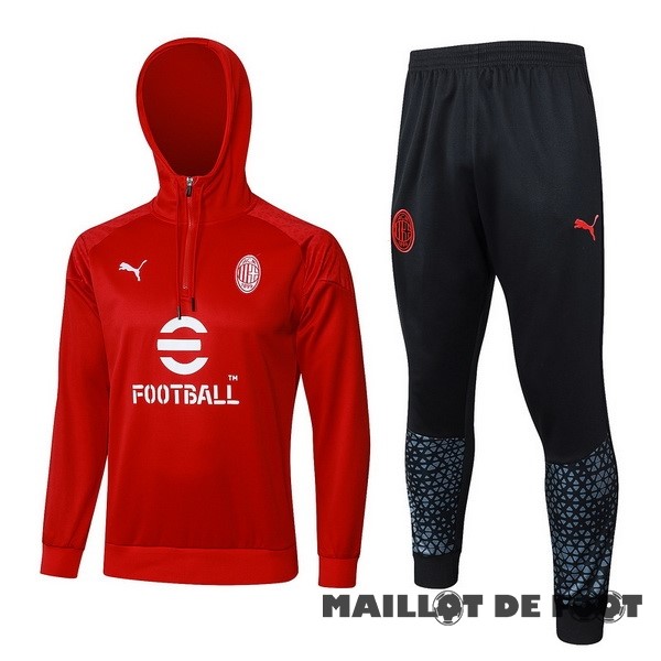 Foot Maillot Pas Cher Ensemble Complet Veste Con Capucha AC Milan 2023 2024 Rouge Noir