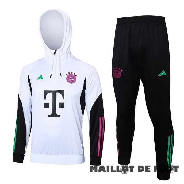 Foot Maillot Pas Cher Ensemble Complet Veste Con Capucha Bayern Múnich 2023 2024 Blanc Noir