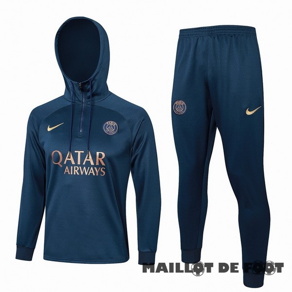 Foot Maillot Pas Cher Ensemble Complet Veste Con Capucha Enfant Paris Saint Germain 2023 2024 Bleu II Marine