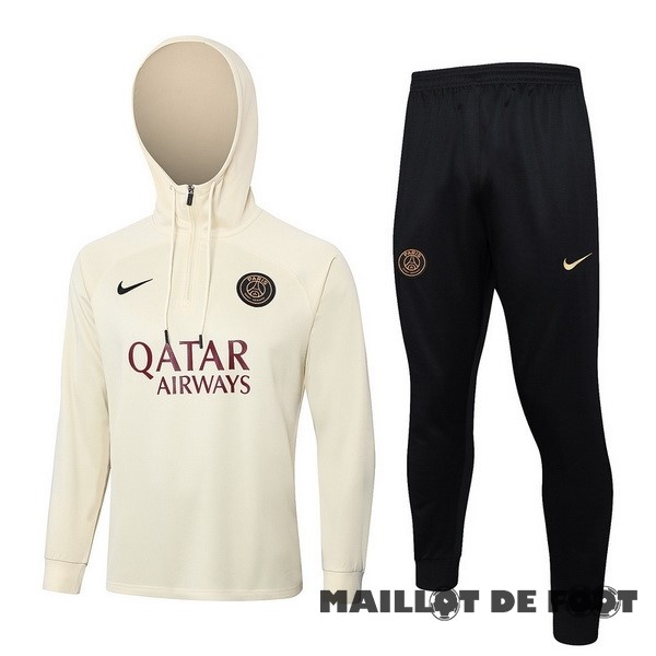 Foot Maillot Pas Cher Ensemble Complet Veste Con Capucha Enfant Paris Saint Germain 2023 2024 Jaune Noir