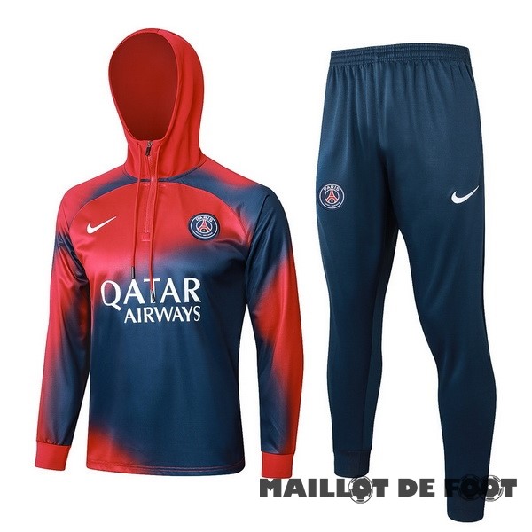 Foot Maillot Pas Cher Ensemble Complet Veste Con Capucha Enfant Paris Saint Germain 2023 2024 Rouge Bleu