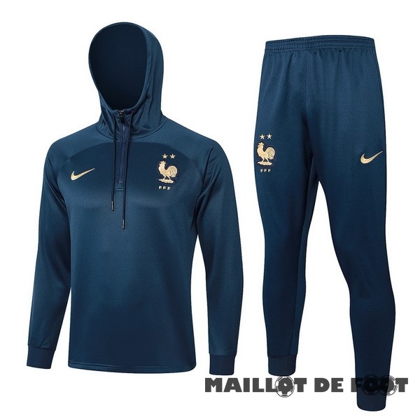 Foot Maillot Pas Cher Ensemble Complet Veste Con Capucha France 2023 Bleu Marine