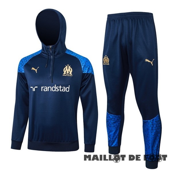 Foot Maillot Pas Cher Ensemble Complet Veste Con Capucha Marsella 2023 2024 Bleu I Marine