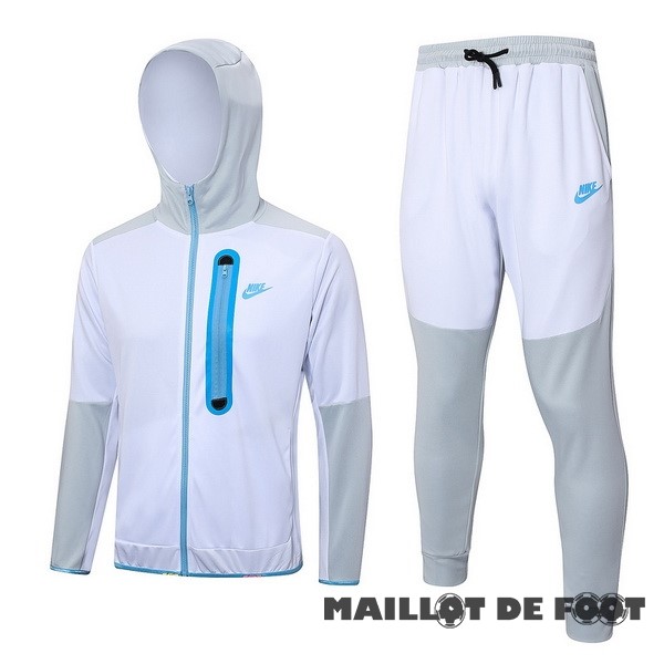 Foot Maillot Pas Cher Ensemble Complet Veste Con Capucha Nike 2023 Blanc Gris Bleu