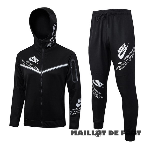 Foot Maillot Pas Cher Ensemble Complet Veste Con Capucha Nike 2023 Noir Blanc