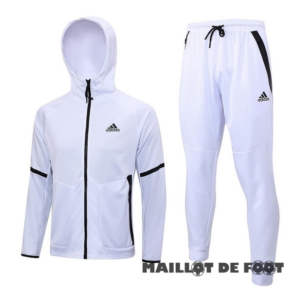 Foot Maillot Pas Cher Ensemble Complet Veste Con Capucha adidas 2023 Blanc Noir