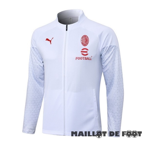 Foot Maillot Pas Cher Ensemble Complet longue fermeture éclair vêtements De Sport AC Milan 2023 2024 Blanc