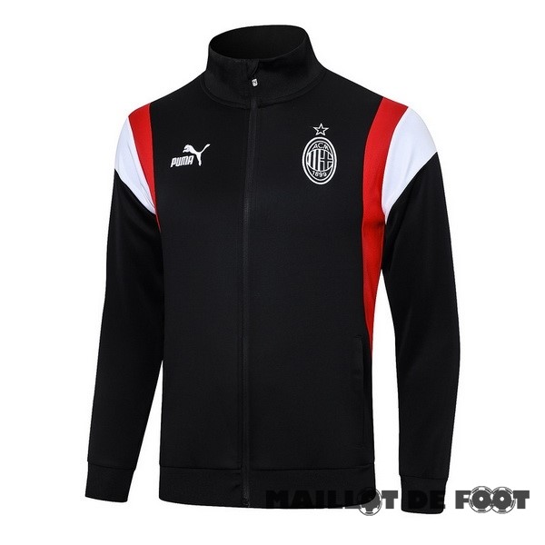 Foot Maillot Pas Cher Ensemble Complet longue fermeture éclair vêtements De Sport AC Milan 2023 2024 Noir Blanc Rouge