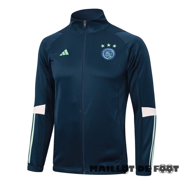 Foot Maillot Pas Cher Ensemble Complet longue fermeture éclair vêtements De Sport Ajax 2023 2024 Bleu Marine Rose