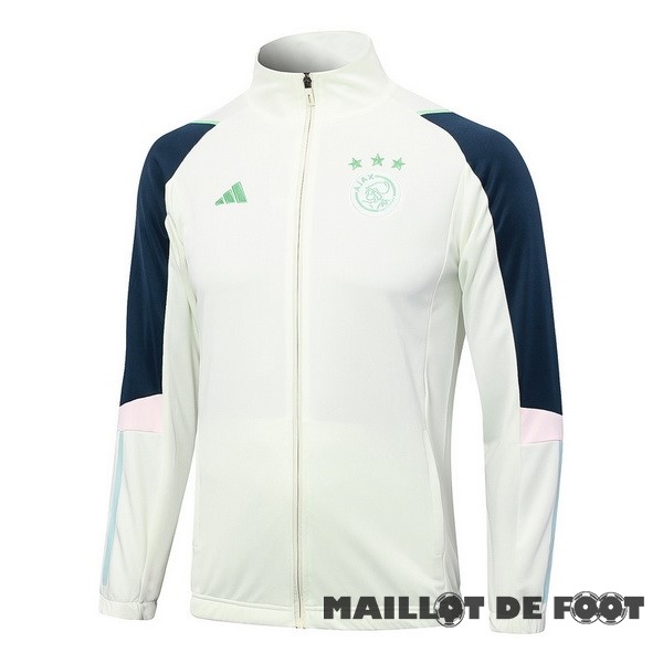 Foot Maillot Pas Cher Ensemble Complet longue fermeture éclair vêtements De Sport Ajax 2023 2024 Vert Clair Bleu