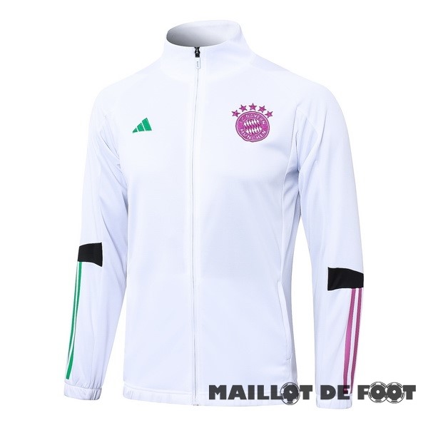 Foot Maillot Pas Cher Ensemble Complet longue fermeture éclair vêtements De Sport Bayern Múnich 2023 2024 Blanc Purpura