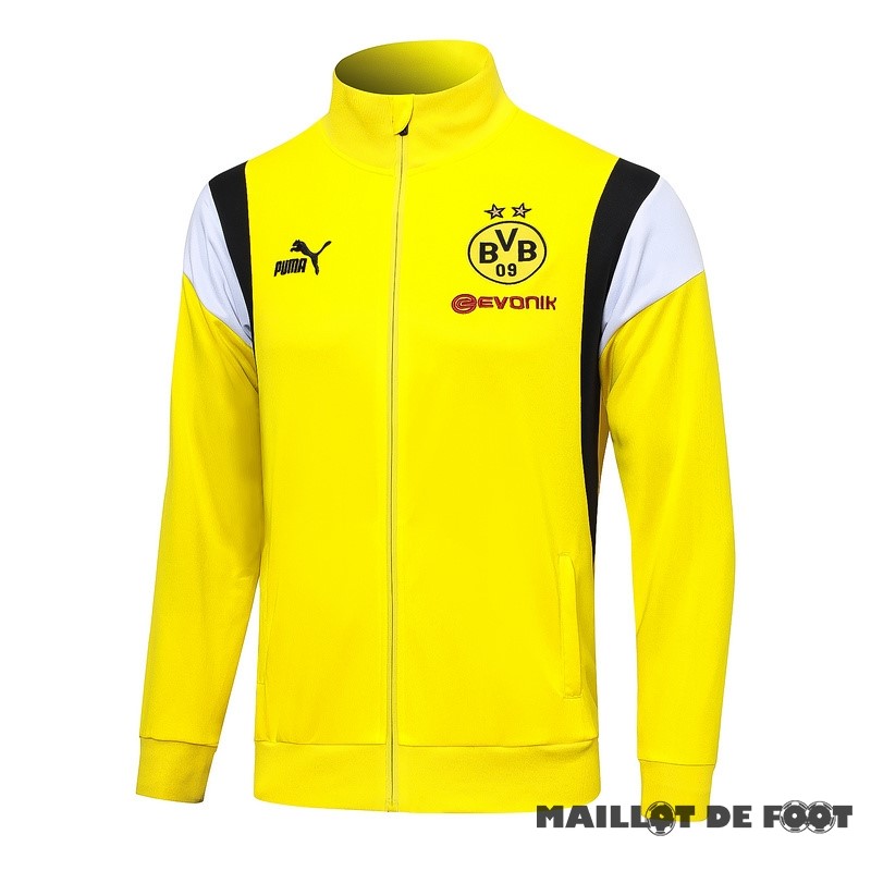 Foot Maillot Pas Cher Ensemble Complet longue fermeture éclair vêtements De Sport Borussia Dortmund 2023 2024 Jaune Blanc