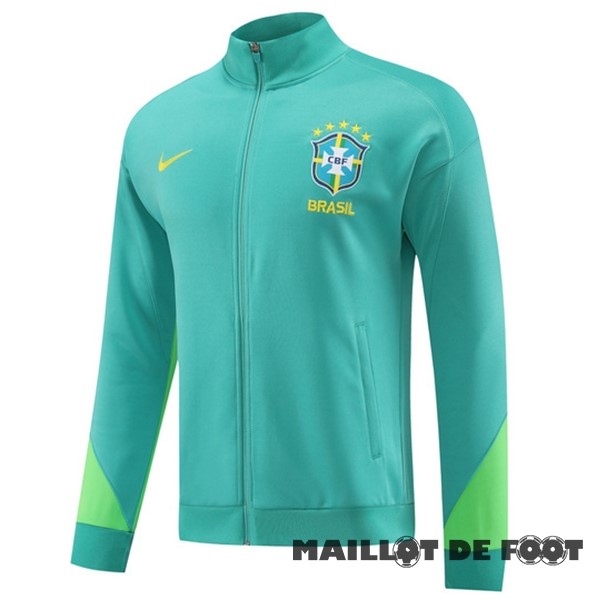 Foot Maillot Pas Cher Ensemble Complet longue fermeture éclair vêtements De Sport Brésil 2023 I Vert