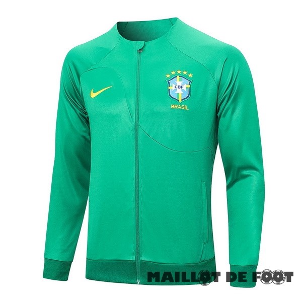 Foot Maillot Pas Cher Ensemble Complet longue fermeture éclair vêtements De Sport Brésil 2023 Vert