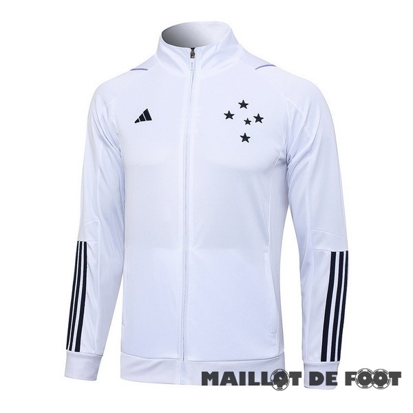 Foot Maillot Pas Cher Ensemble Complet longue fermeture éclair vêtements De Sport Cruzeiro 2023 2024 Blanc