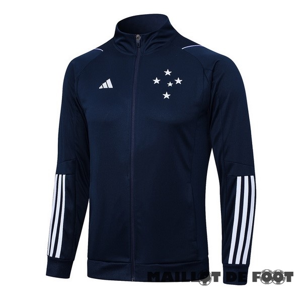 Foot Maillot Pas Cher Ensemble Complet longue fermeture éclair vêtements De Sport Cruzeiro 2023 2024 Bleu Marine