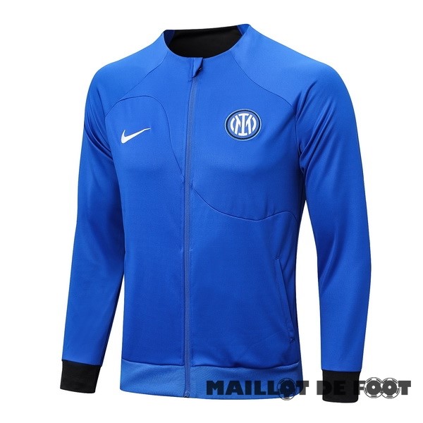 Foot Maillot Pas Cher Ensemble Complet longue fermeture éclair vêtements De Sport Inter Milán 2023 2024 Bleu