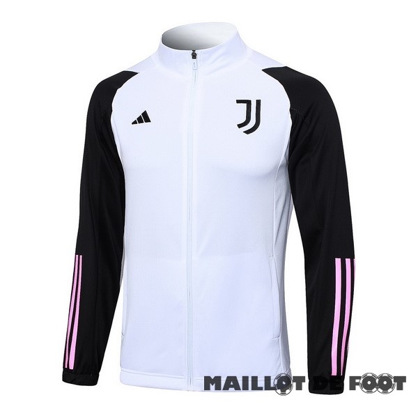 Foot Maillot Pas Cher Ensemble Complet longue fermeture éclair vêtements De Sport Juventus 2023 2024 Blanc Noir