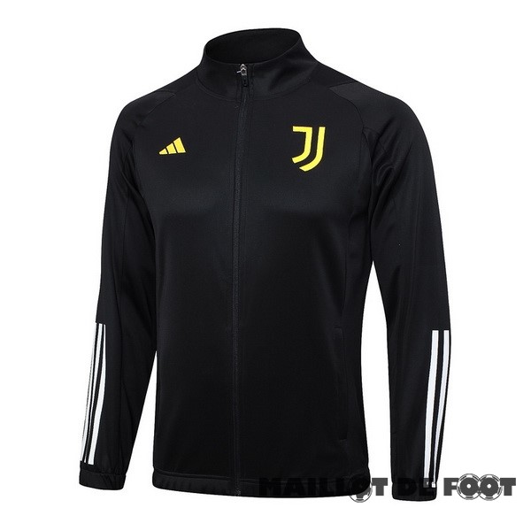 Foot Maillot Pas Cher Ensemble Complet longue fermeture éclair vêtements De Sport Juventus 2023 2024 Noir Blanc Jaune