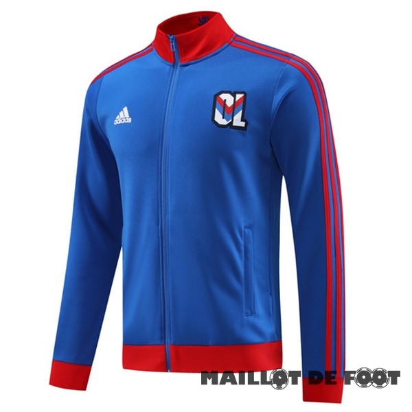 Foot Maillot Pas Cher Ensemble Complet longue fermeture éclair vêtements De Sport Lyon 2023 2024 Bleu Rouge