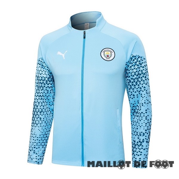 Foot Maillot Pas Cher Ensemble Complet longue fermeture éclair vêtements De Sport Manchester City 2023 2024 Bleu