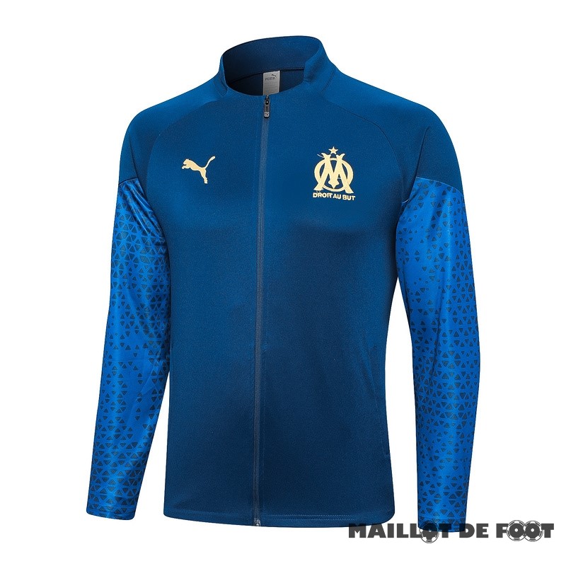 Foot Maillot Pas Cher Ensemble Complet longue fermeture éclair vêtements De Sport Marsella 2023 2024 Bleu Marine