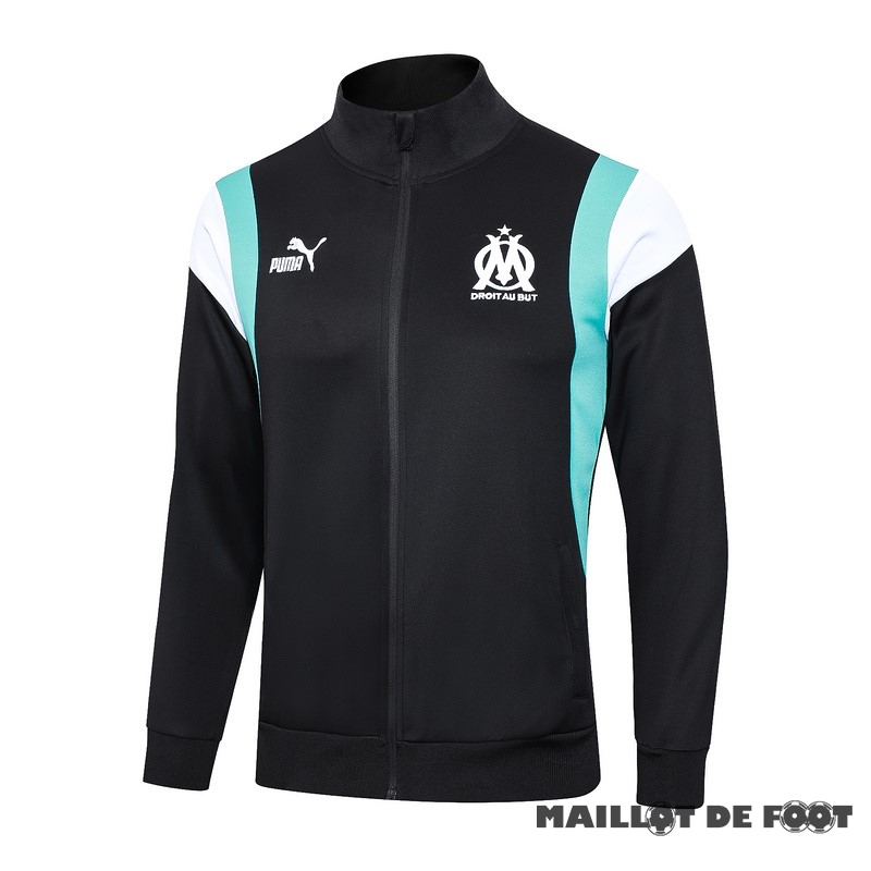 Foot Maillot Pas Cher Ensemble Complet longue fermeture éclair vêtements De Sport Marsella 2023 2024 Noir Blanc