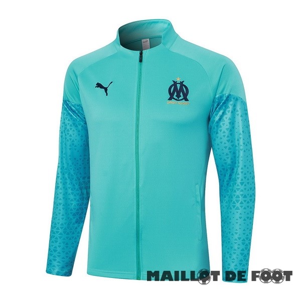 Foot Maillot Pas Cher Ensemble Complet longue fermeture éclair vêtements De Sport Marsella 2023 2024 Vert Bleu