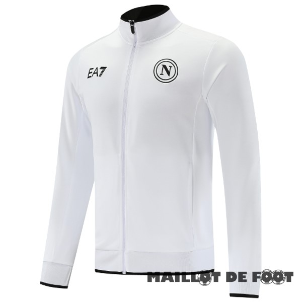 Foot Maillot Pas Cher Ensemble Complet longue fermeture éclair vêtements De Sport Napoli 2023 2024 Blanc