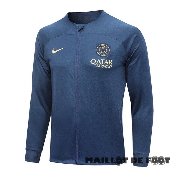 Foot Maillot Pas Cher Ensemble Complet longue fermeture éclair vêtements De Sport Paris Saint Germain 2023 2024 Bleu Marine