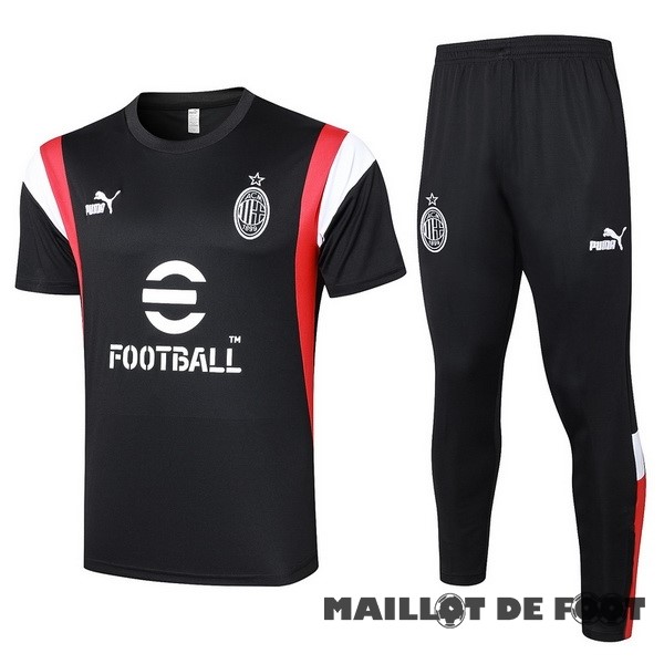 Foot Maillot Pas Cher Entrainement Ensemble Complet AC Milan 2023 2024 Noir Rouge Blanc