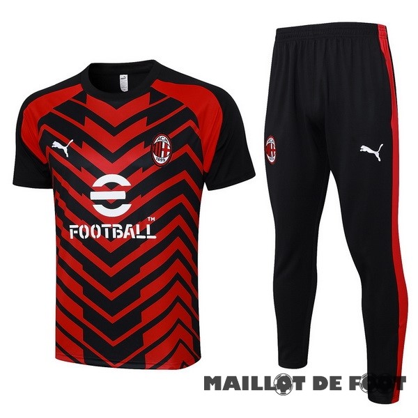 Foot Maillot Pas Cher Entrainement Ensemble Complet AC Milan 2023 2024 Rouge Noir