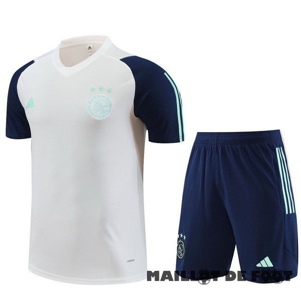 Foot Maillot Pas Cher Entrainement Ensemble Complet Ajax 2023 2024 Blanc Vert Bleu